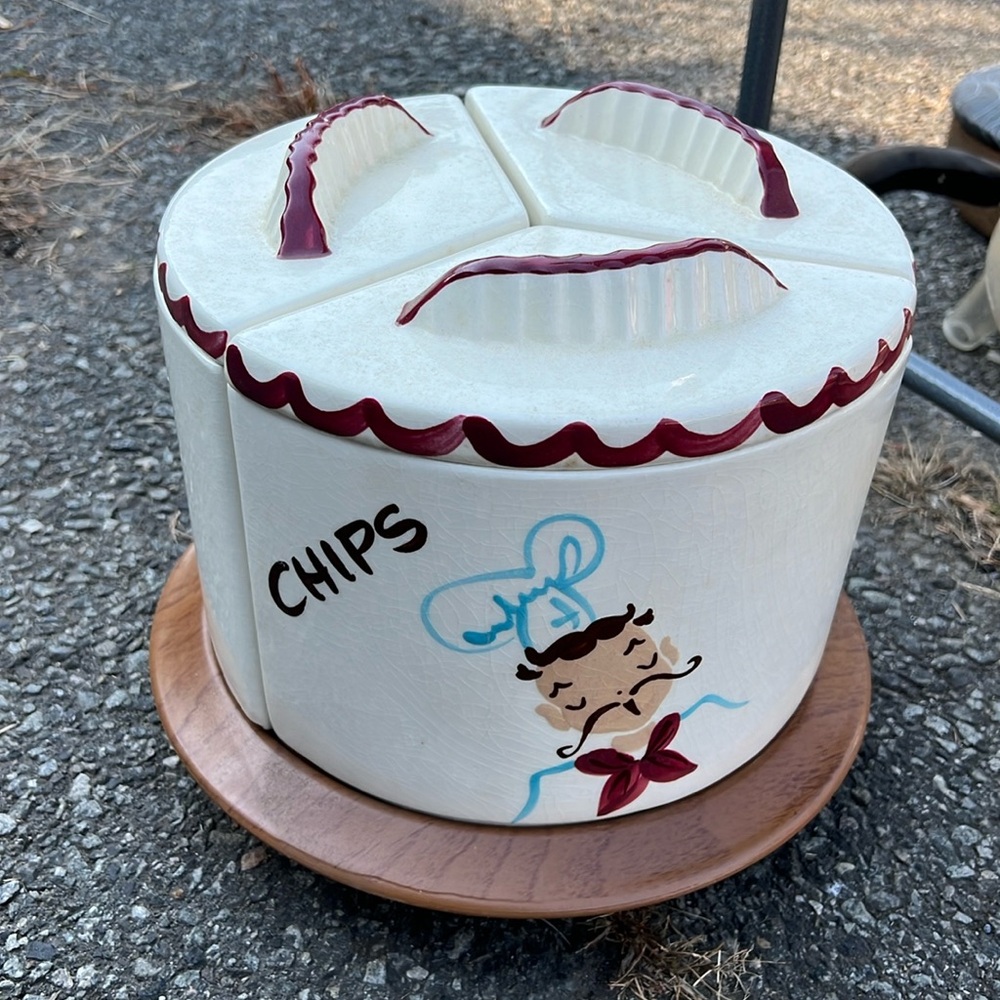 BRAND NEW vintage California Art Pottery snack lazy Susan